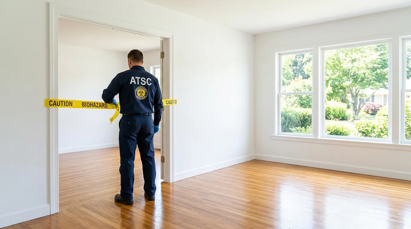 Certified biohazard cleanup crew performing Decomposition Cleanup in Holly Springs